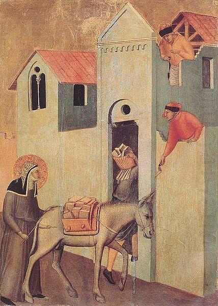Saint Humility Transports Bricks to the Monastery, Pietro Lorenzetti